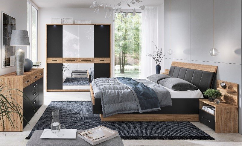 ciemne meble do sypialni