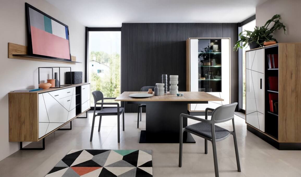 Geometryczne wzory na meblach