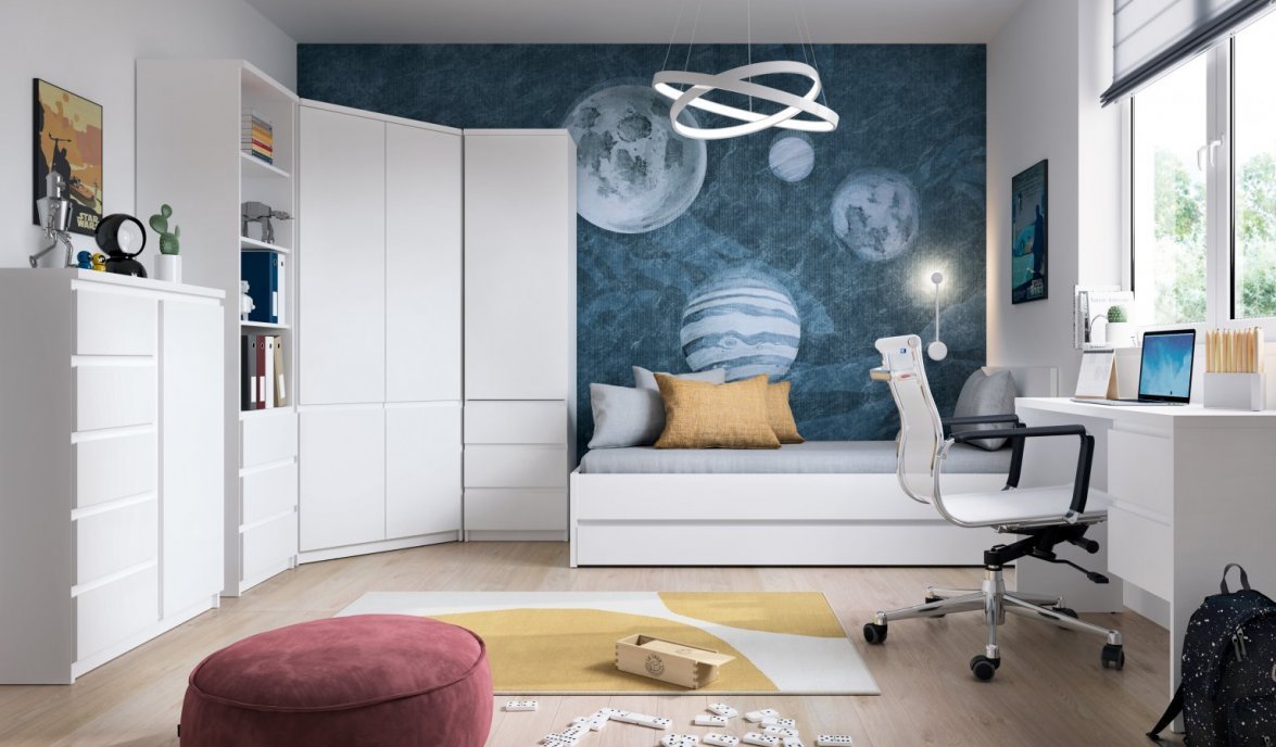 pokój młodzieżowy białe meble